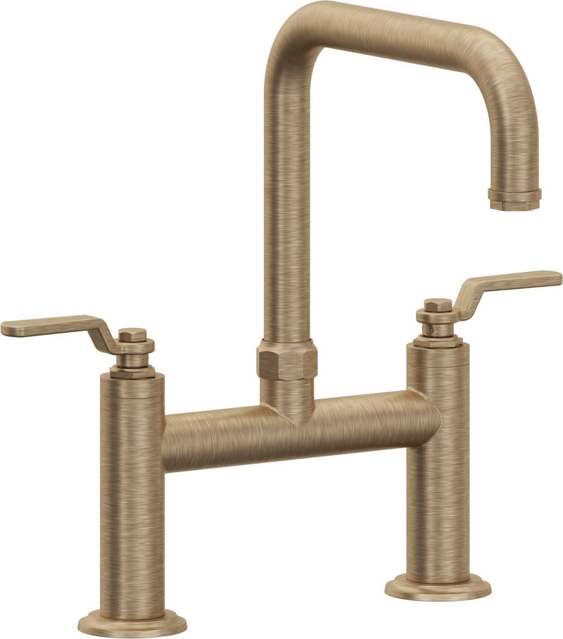 California Faucets Descanso Works Llave de Cocina Tipo Puente Industrial - Pico Cuadruple - Latón Antiguo Mate