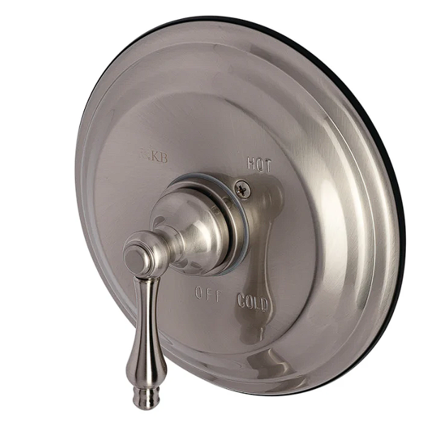 KINGSTON BRASS Llave monomando de 1 orificio para bañera y ducha de montaje en pared, sólo válvula y embellecedor, níquel cepillado
