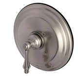 KINGSTON BRASS Llave monomando de 1 orificio para bañera y ducha de montaje en pared, sólo válvula y embellecedor, níquel cepillado