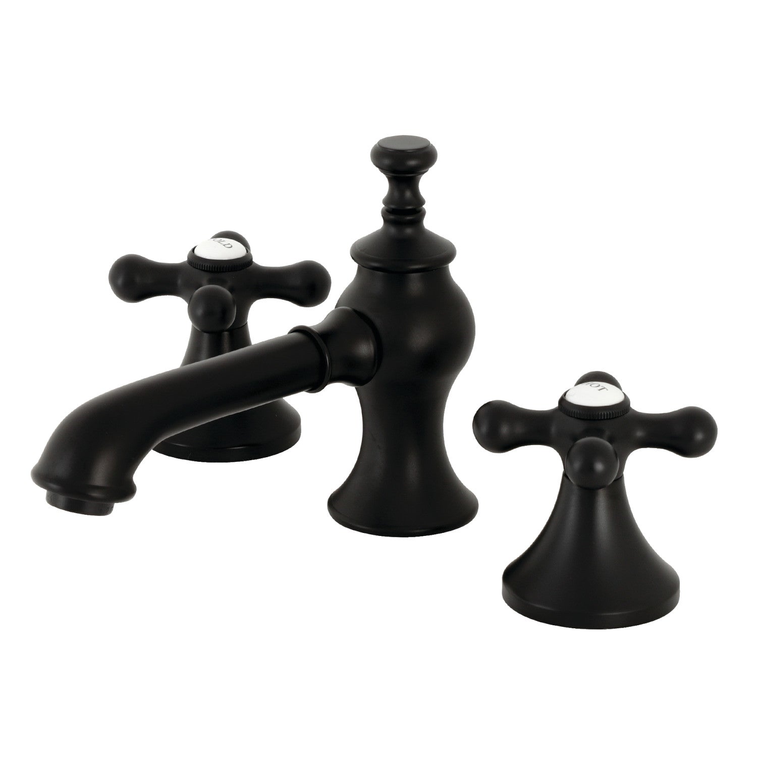 Kingston Brass Vintage - Llave de Lavabo Widespread (3 Orificios), con Dos Manerales — Negro Mate
