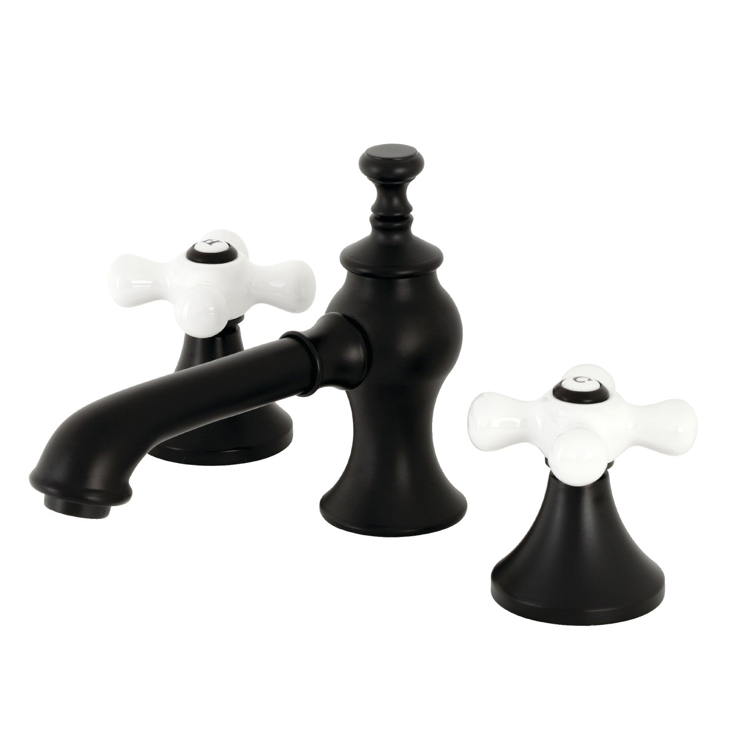 Kingston Brass Vintage - Llave de Lavabo Widespread (3 Orificios), con Dos Manerales — Negro Mate