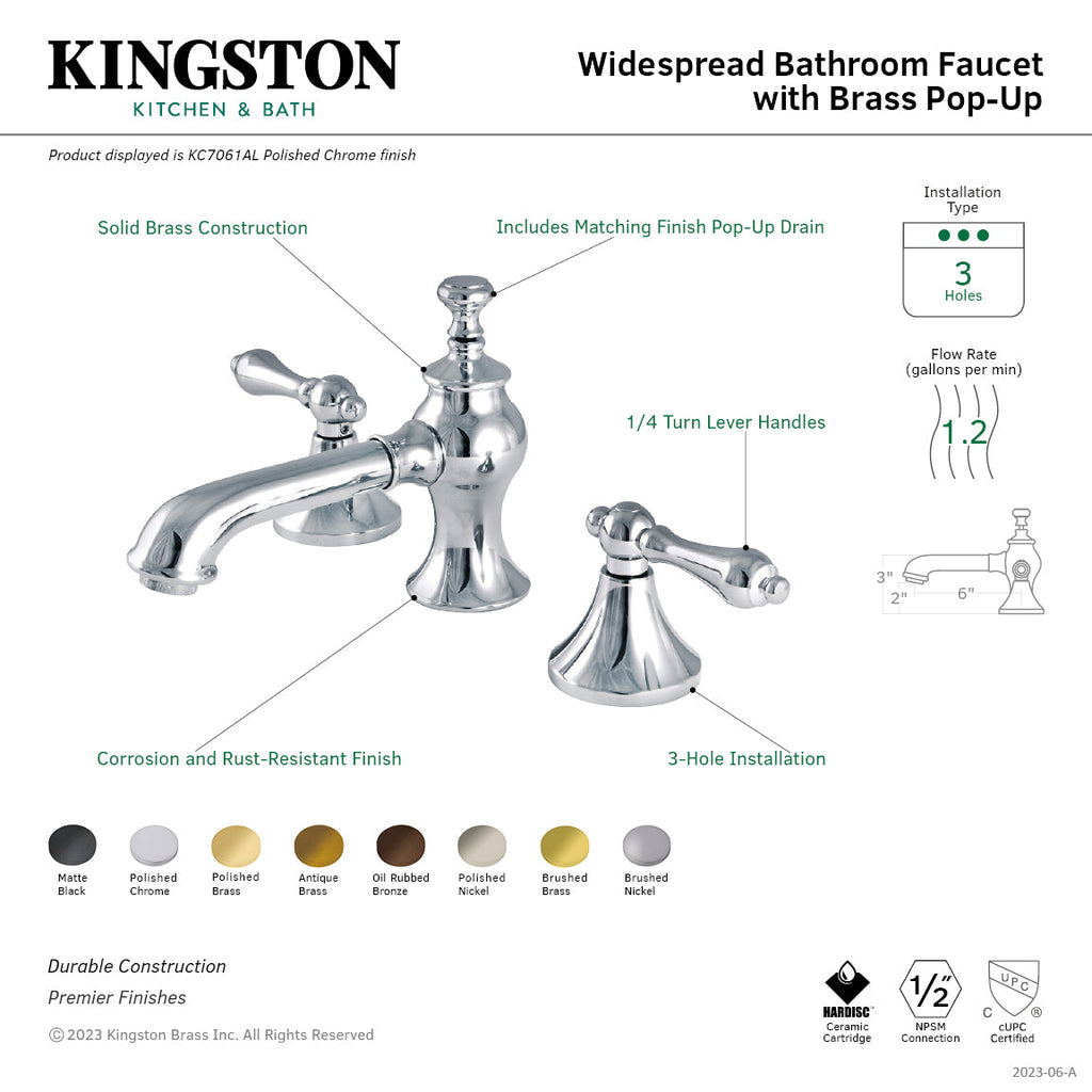 Kingston Brass Vintage - Llave de Lavabo Widespread (3 Orificios), con Dos Manerales — Guía de Instalación 1