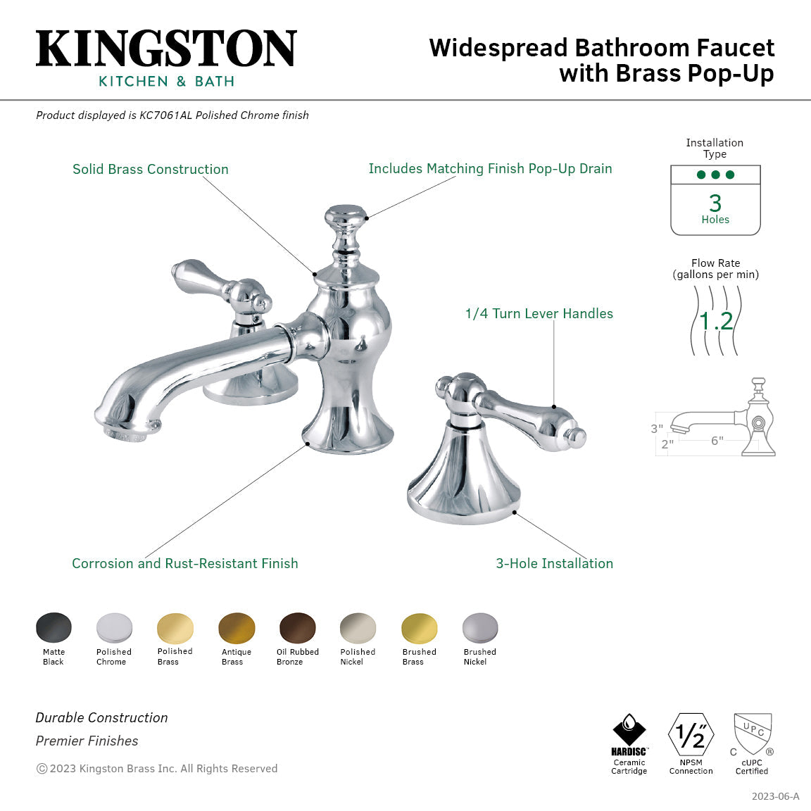 Kingston Brass Vintage - Llave de Lavabo Widespread (3 Orificios), con Dos Manerales — Guía de Instalación 1