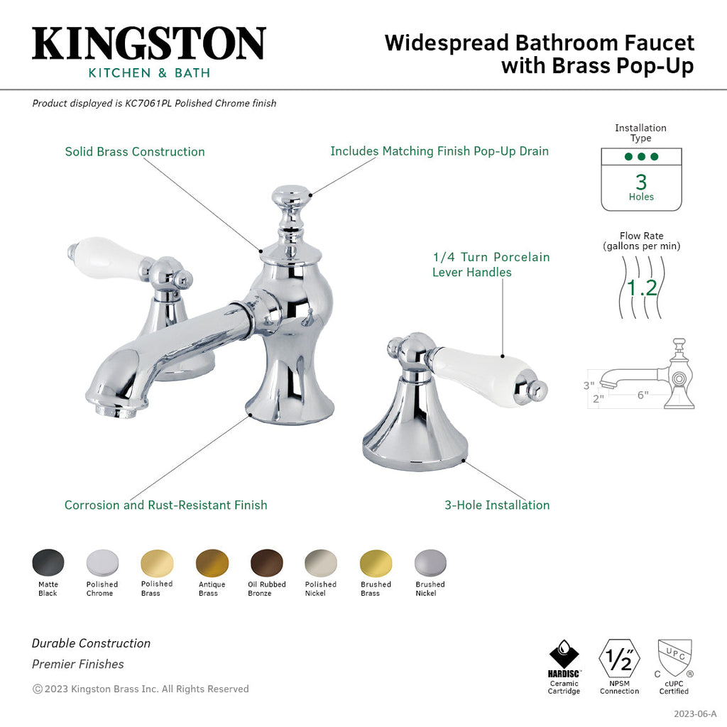 Kingston Brass Vintage - Llave de Lavabo Widespread (3 Orificios), con Dos Manerales — Guía de Instalación 1