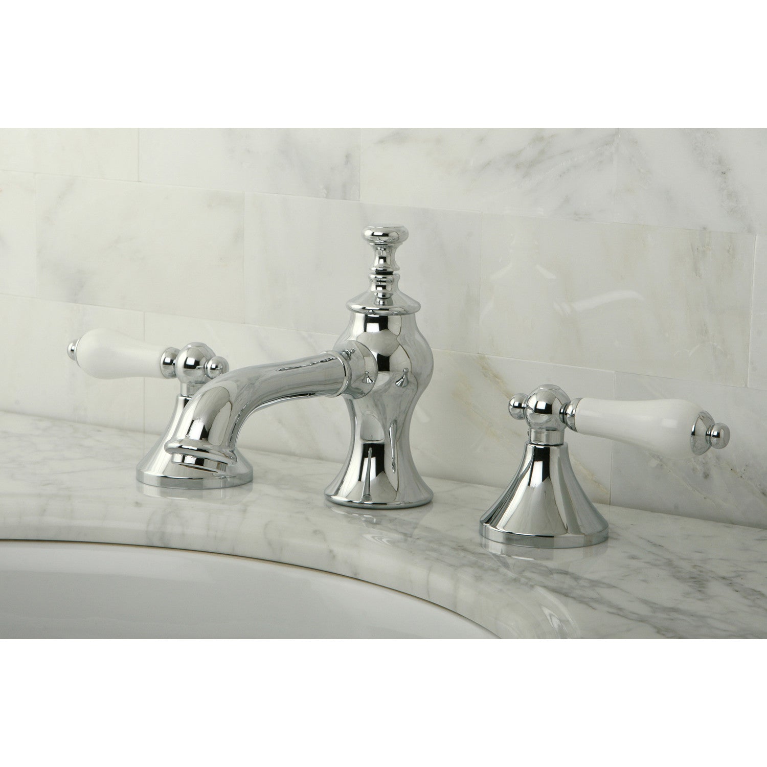 Kingston Brass Vintage - Llave de Lavabo Widespread (3 Orificios), con Dos Manerales — Ambientación 1