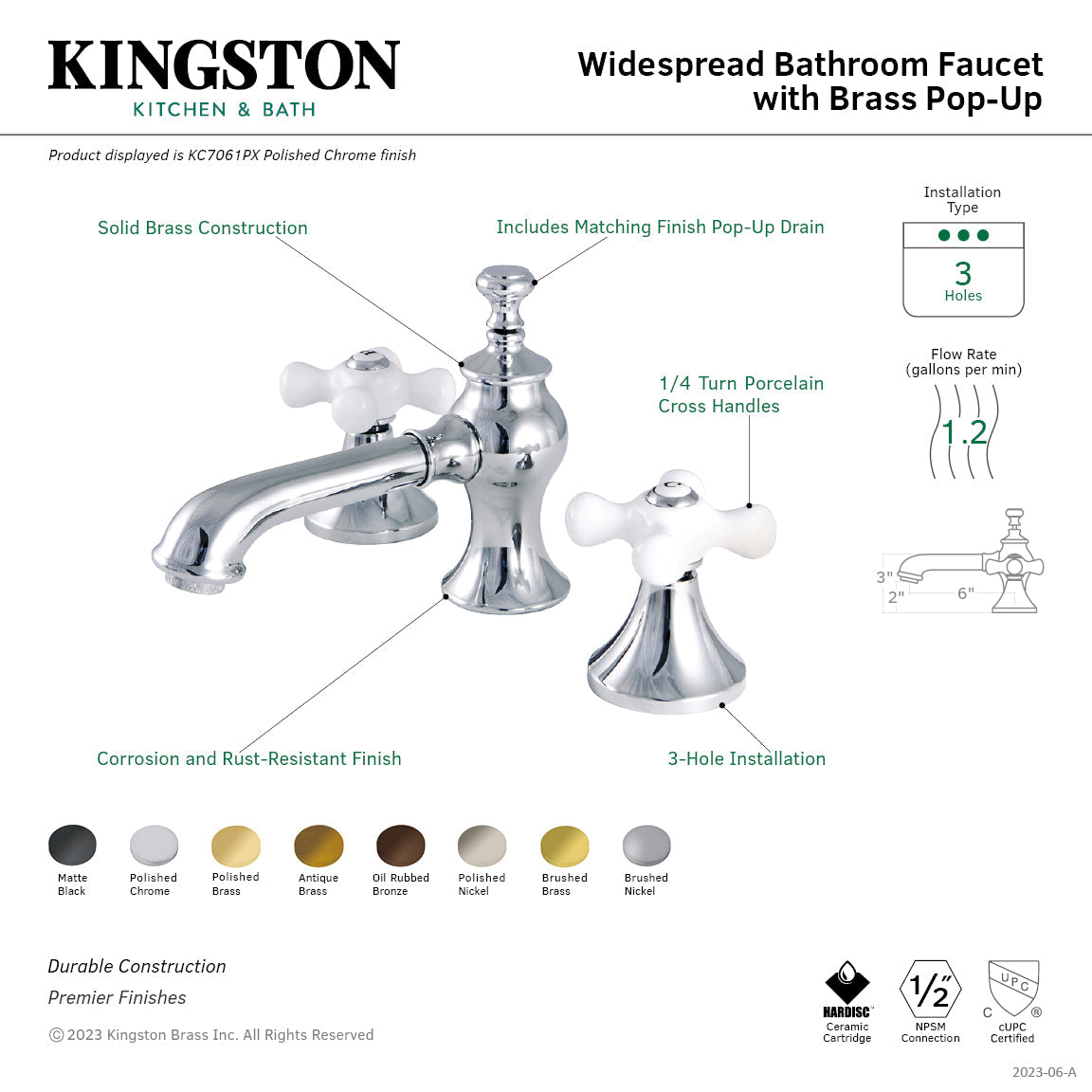 Kingston Brass Vintage - Llave de Lavabo Widespread (3 Orificios), con Dos Manerales — Guía de Instalación 1
