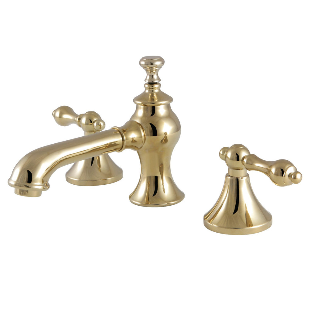 Kingston Brass Vintage - Llave de Lavabo Widespread (3 Orificios), con Dos Manerales — Latón Pulido