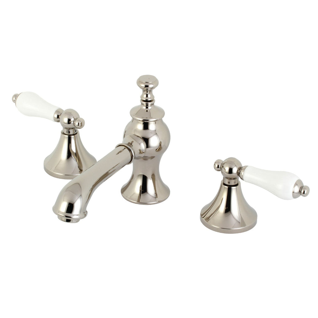 Kingston Brass Vintage - Llave de Lavabo Widespread (3 Orificios), con Dos Manerales — Níquel Pulido