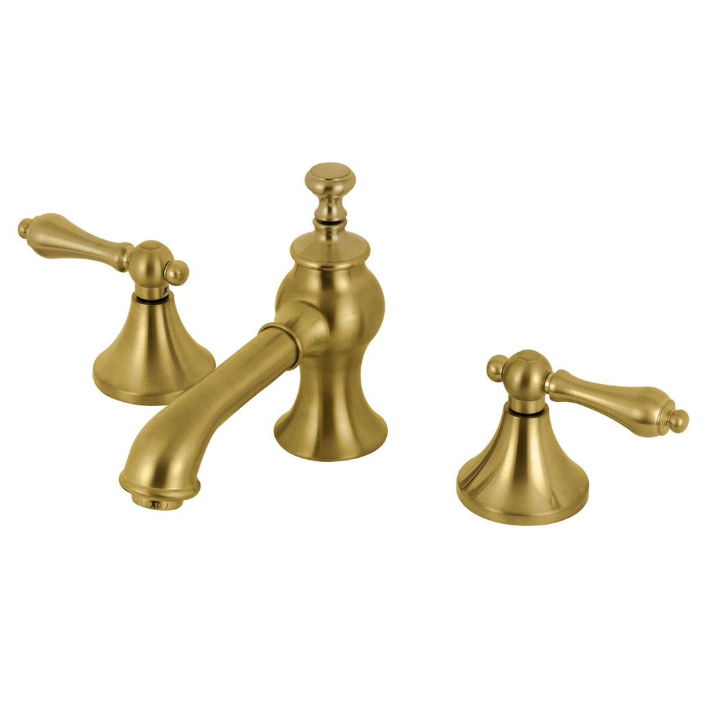 Kingston Brass Vintage - Llave de Lavabo Widespread (3 Orificios), con Dos Manerales — Latón Cepillado