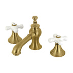 Kingston Brass Vintage - Llave de Lavabo Widespread (3 Orificios), con Dos Manerales — Latón Cepillado