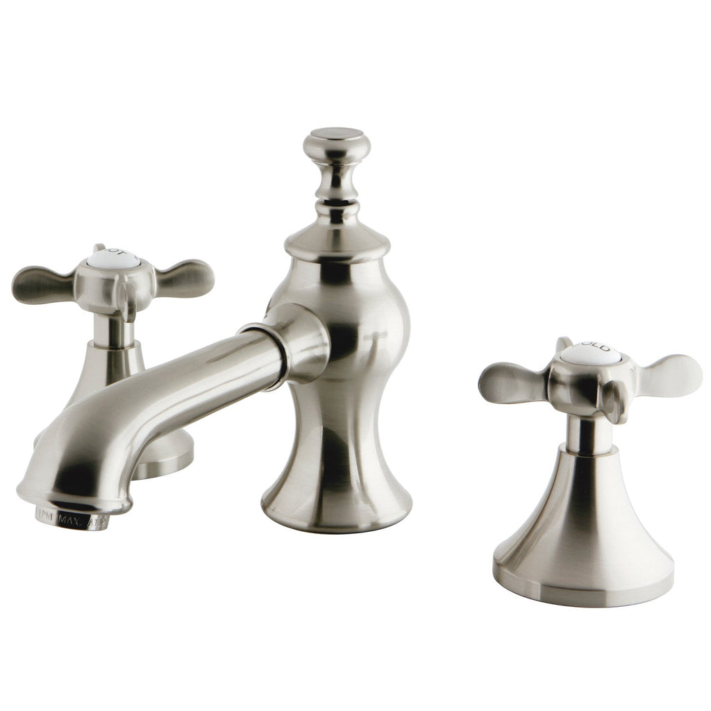 Kingston Brass Essex - Llave de Lavabo Widespread (3 Orificios), con Dos Manerales — Níquel Cepillado