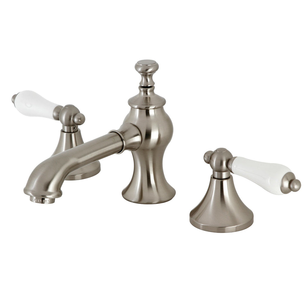 Kingston Brass Vintage - Llave de Lavabo Widespread (3 Orificios), con Dos Manerales — Níquel Cepillado