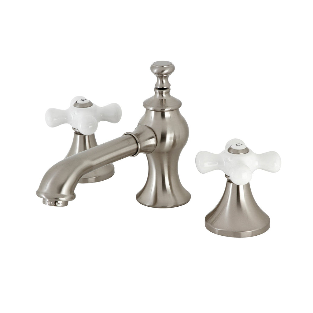 Kingston Brass Vintage - Llave de Lavabo Widespread (3 Orificios), con Dos Manerales — Níquel Cepillado