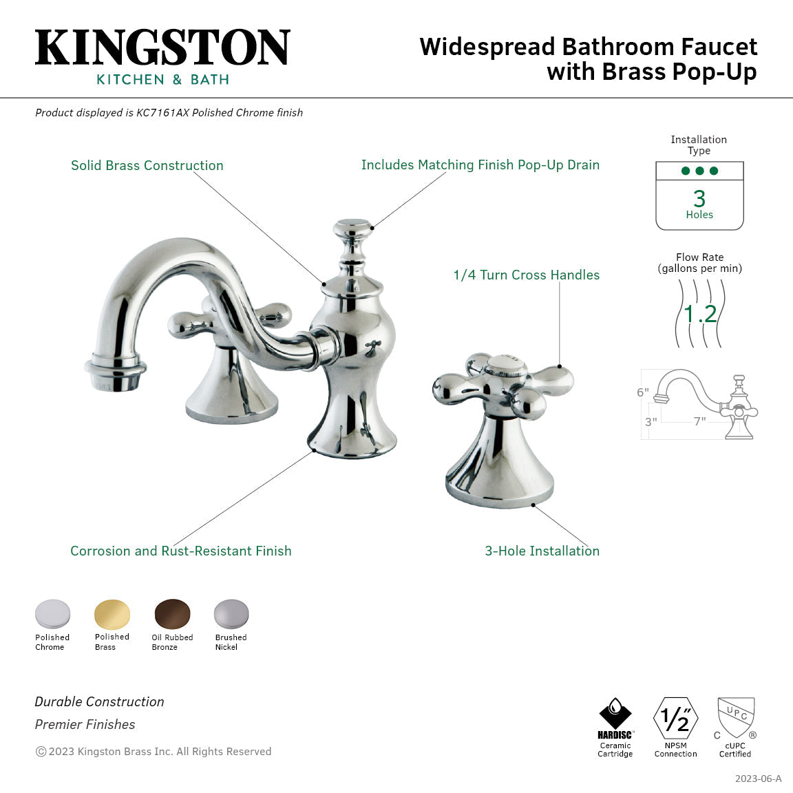 Kingston Brass Vintage - Llave de Lavabo Widespread (3 Orificios), con Dos Manerales — Guía de Instalación 1