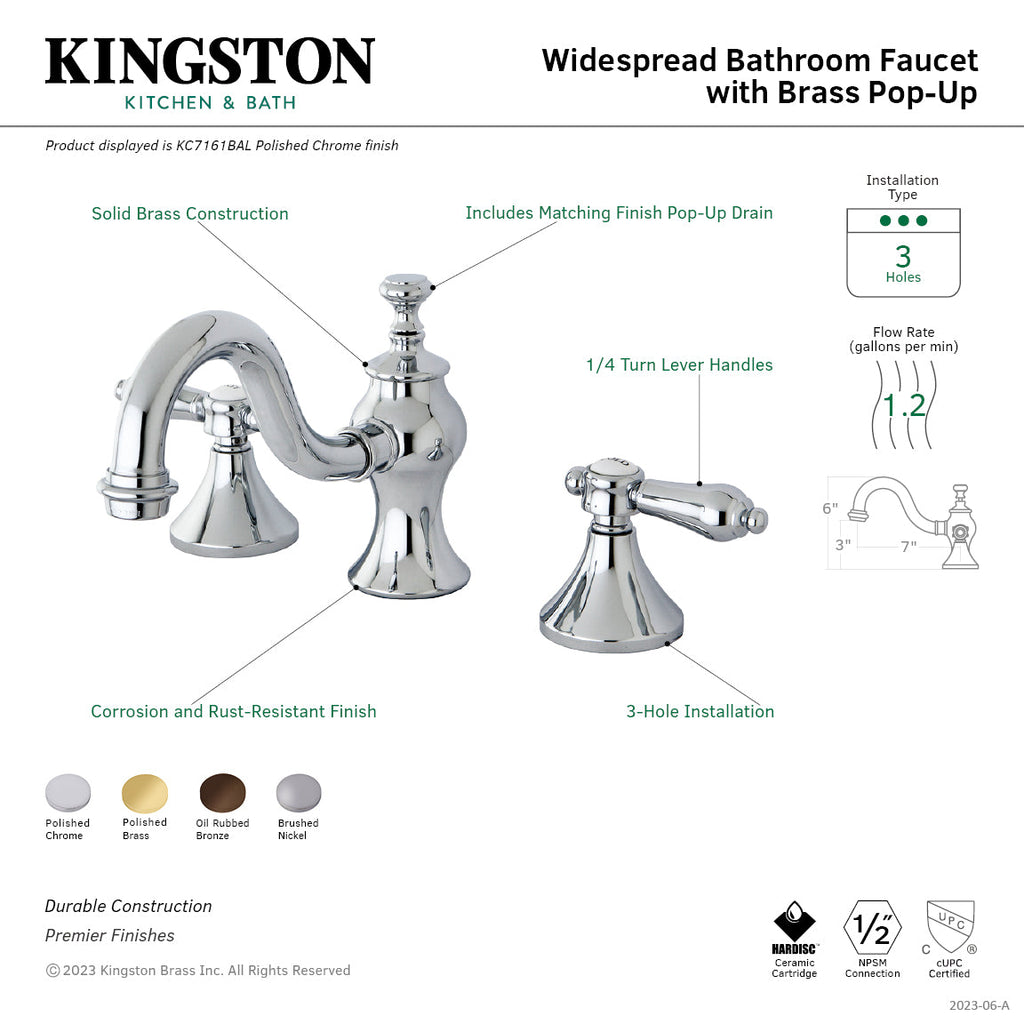 Kingston Brass Bel-Air - Llave de Lavabo Widespread (3 Orificios), con Dos Manerales — Guía de Instalación 1