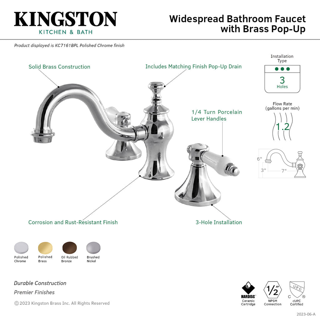 Kingston Brass Bel-Air - Llave de Lavabo Widespread (3 Orificios), con Dos Manerales — Guía de Instalación 1