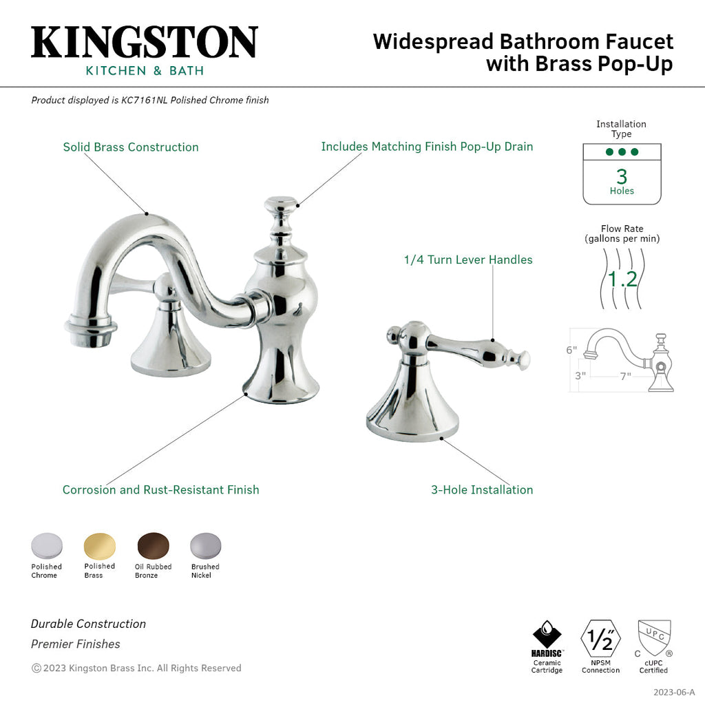 Kingston Brass Naples - Llave de Lavabo Widespread (3 Orificios), con Dos Manerales — Guía de Instalación 1