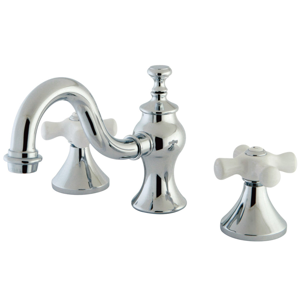 Kingston Brass Heirloom - Llave de Lavabo Widespread (3 Orificios), con Dos Manerales — Cromo Pulido