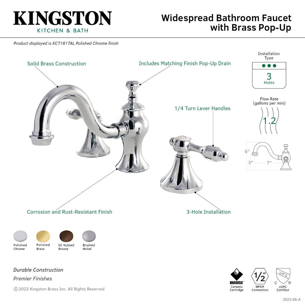 Kingston Brass Tudor - Llave de Lavabo Widespread (3 Orificios), con Dos Manerales — Guía de Instalación 1