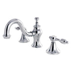 Kingston Brass Tudor - Llave de Lavabo Widespread (3 Orificios), con Dos Manerales — Cromo Pulido
