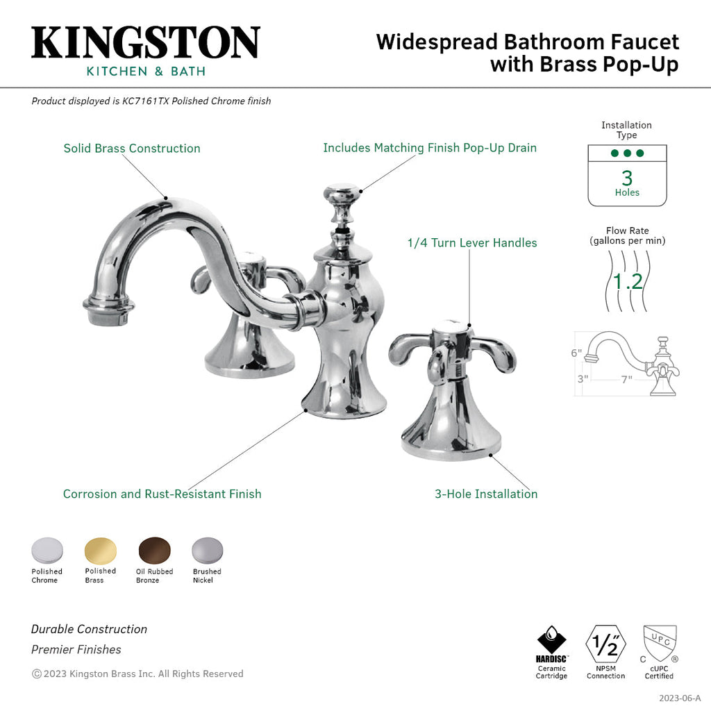 Kingston Brass French Country - Llave de Lavabo Widespread (3 Orificios), con Dos Manerales — Guía de Instalación 1