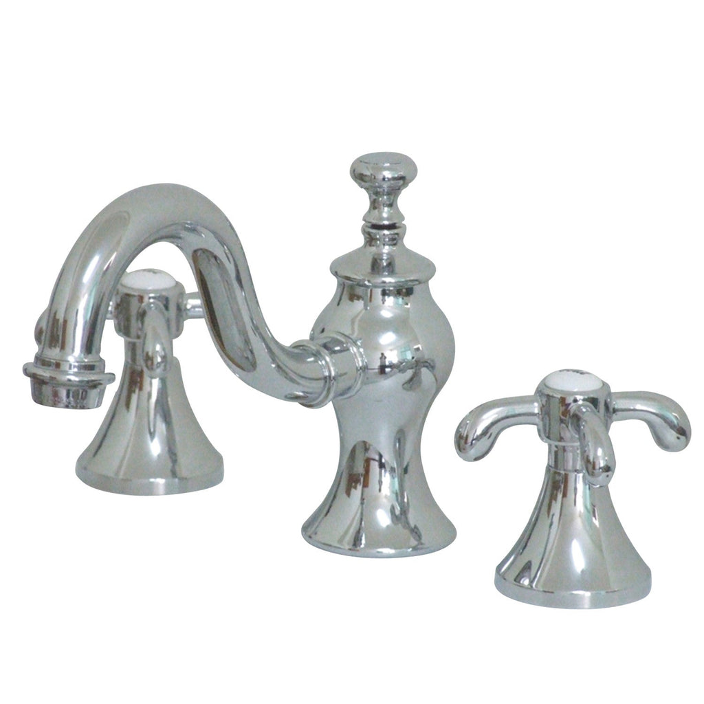 Kingston Brass French Country - Llave de Lavabo Widespread (3 Orificios), con Dos Manerales — Cromo Pulido