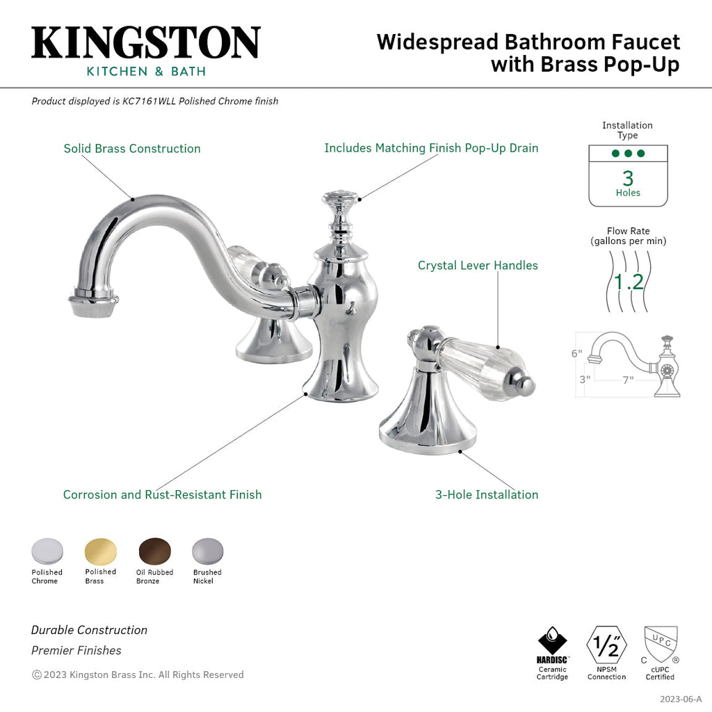 Kingston Brass Wilshire - Llave de Lavabo Widespread (3 Orificios), con Dos Manerales — Guía de Instalación 1