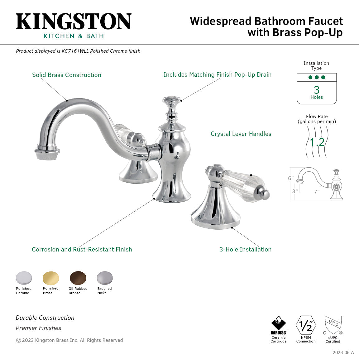 Kingston Brass Wilshire - Llave de Lavabo Widespread (3 Orificios), con Dos Manerales — Guía de Instalación 1