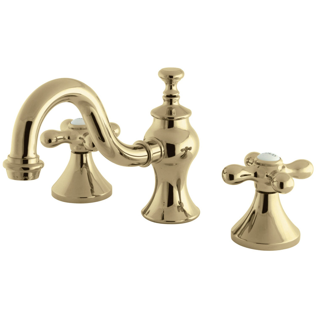 Kingston Brass Vintage - Llave de Lavabo Widespread (3 Orificios), con Dos Manerales — Latón Pulido