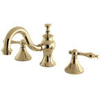 Kingston Brass Naples - Llave de Lavabo Widespread (3 Orificios), con Dos Manerales — Latón Pulido
