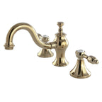 Kingston Brass Tudor - Llave de Lavabo Widespread (3 Orificios), con Dos Manerales — Latón Pulido
