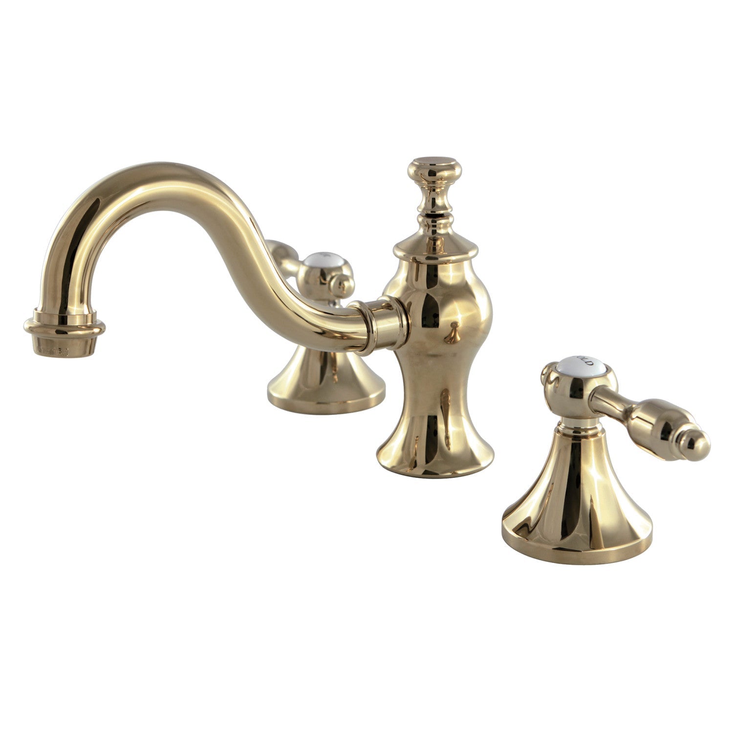 Kingston Brass Tudor - Llave de Lavabo Widespread (3 Orificios), con Dos Manerales — Latón Pulido