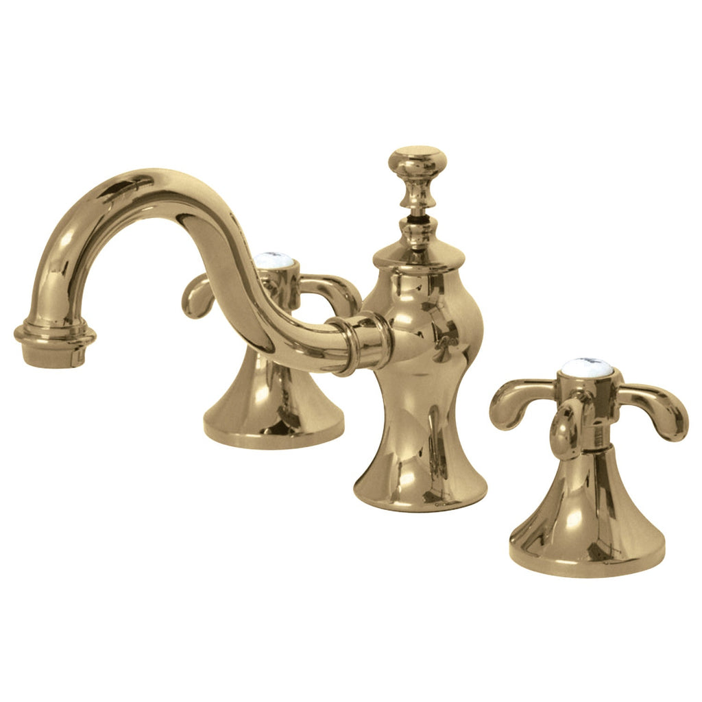 Kingston Brass French Country - Llave de Lavabo Widespread (3 Orificios), con Dos Manerales — Latón Pulido