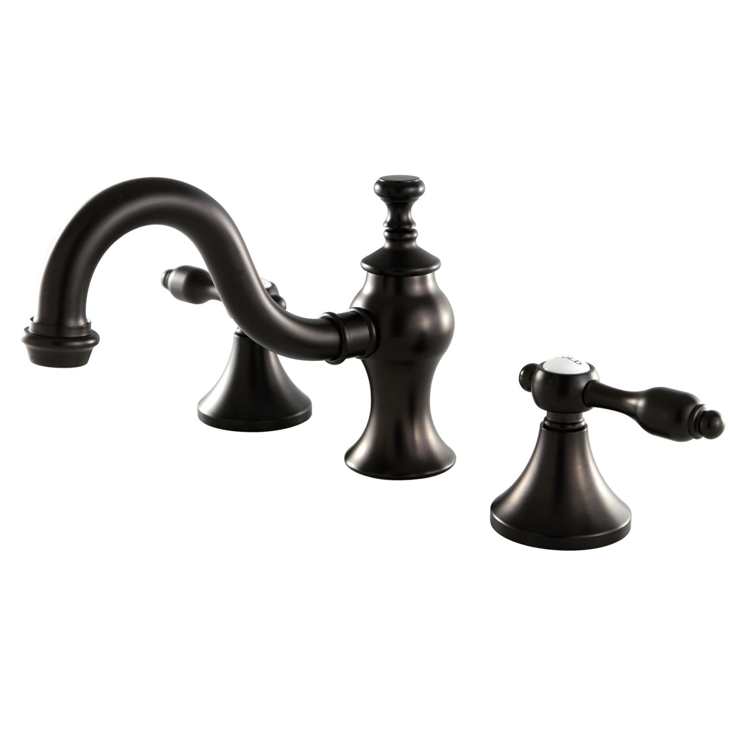 Kingston Brass Tudor - Llave de Lavabo Widespread (3 Orificios), con Dos Manerales — Bronce Aceitado