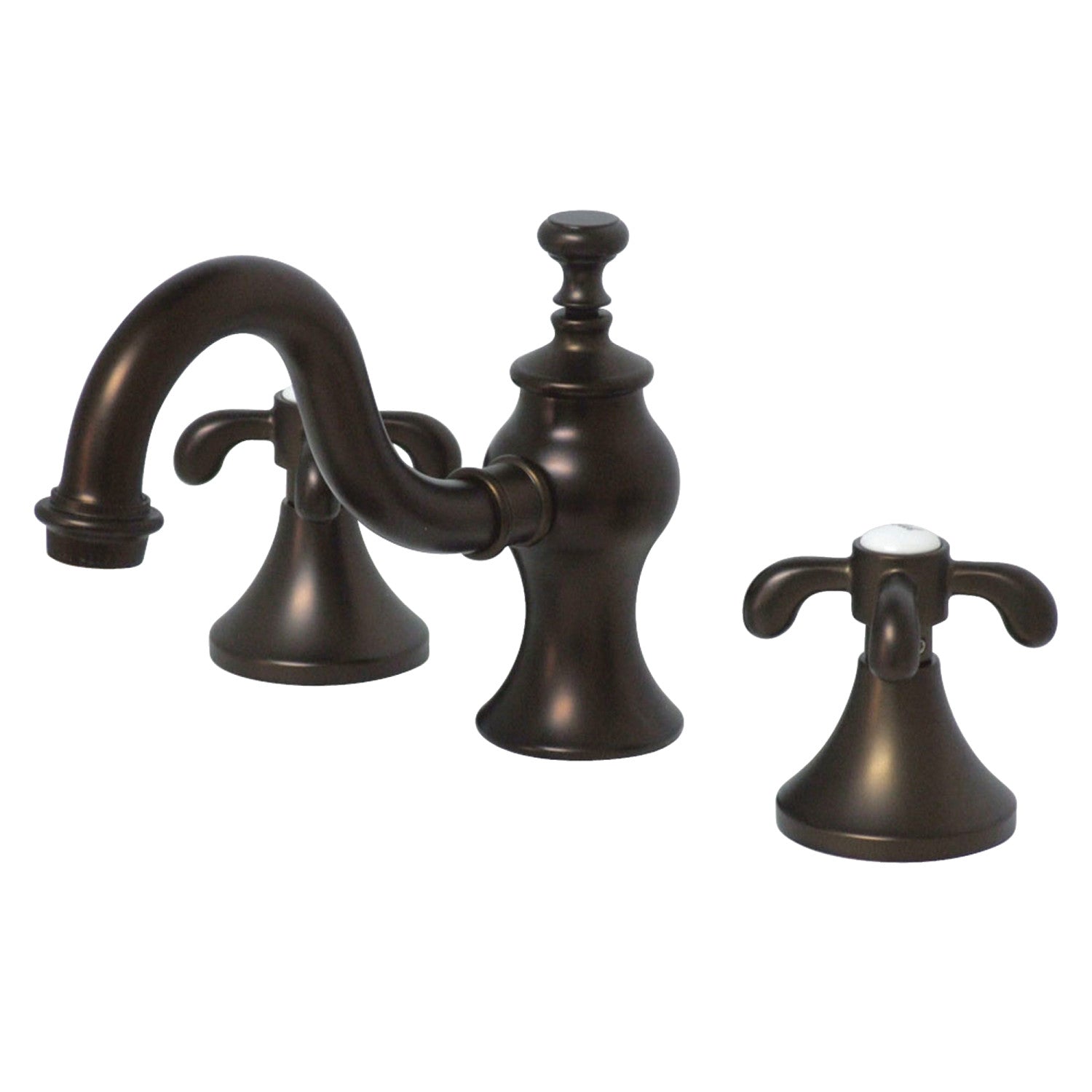 Kingston Brass French Country - Llave de Lavabo Widespread (3 Orificios), con Dos Manerales — Bronce Aceitado