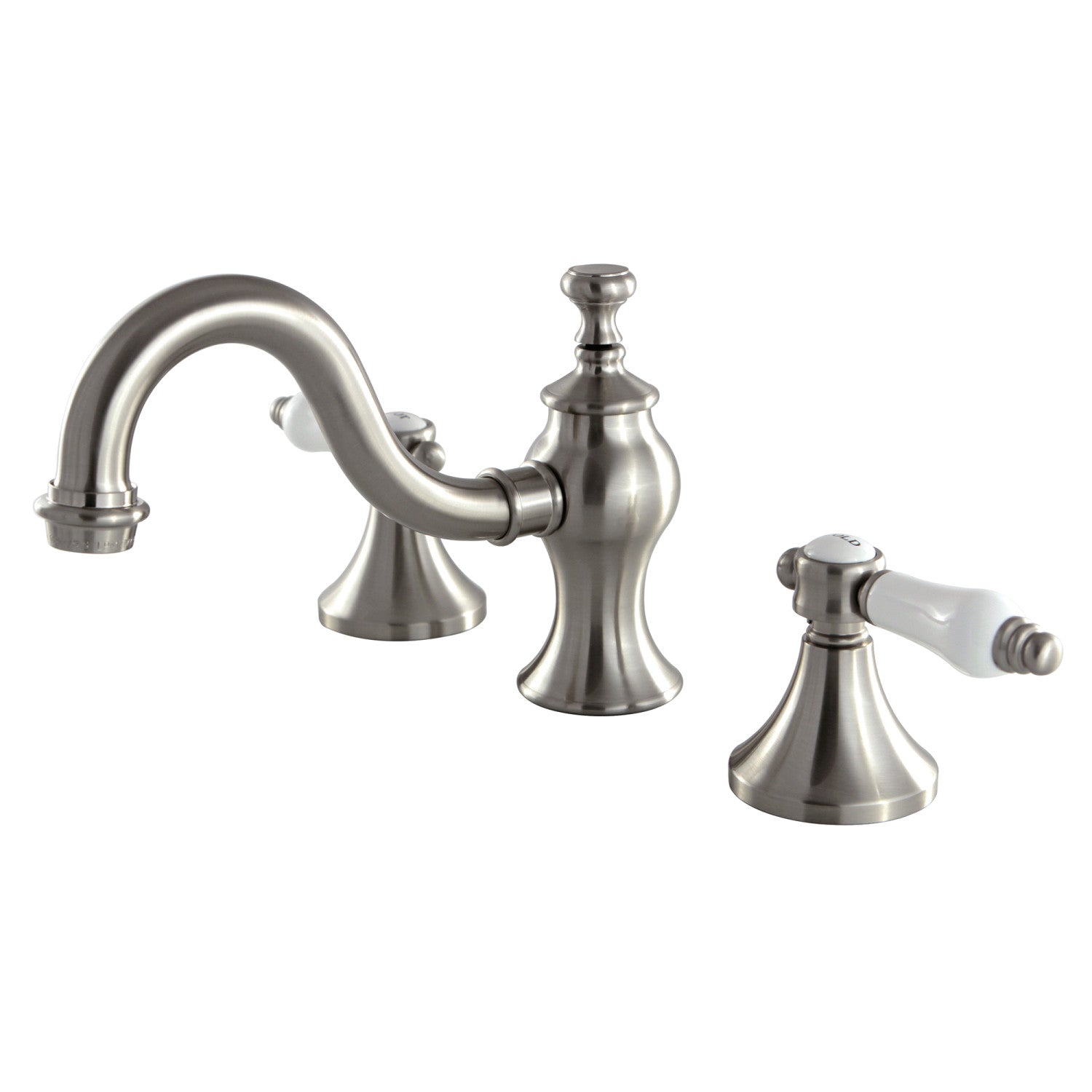Kingston Brass Bel-Air - Llave de Lavabo Widespread (3 Orificios), con Dos Manerales — Níquel Cepillado