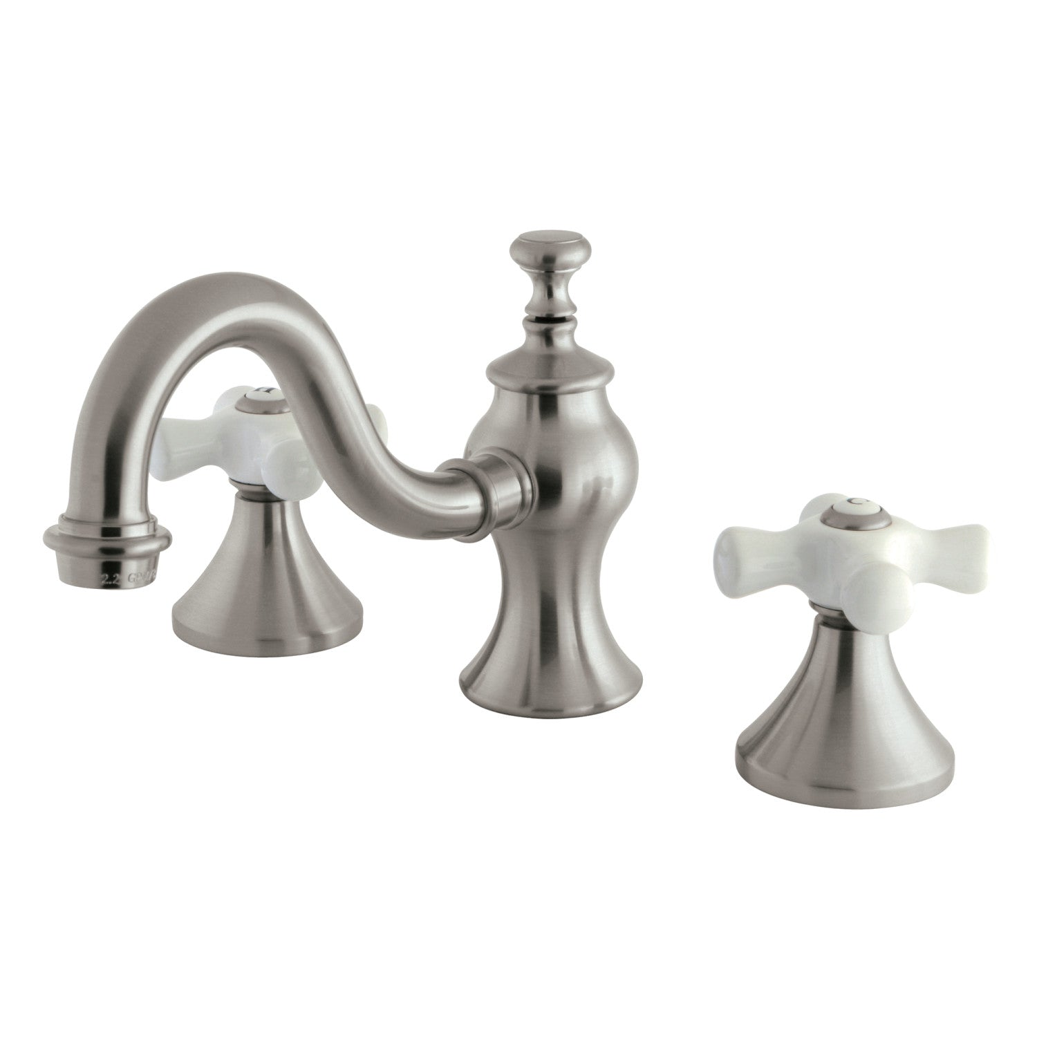 Kingston Brass Heirloom - Llave de Lavabo Widespread (3 Orificios), con Dos Manerales — Níquel Cepillado