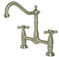 kingston brass grifo para cocina con puente niquelado satinado