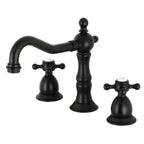 Kingston Brass Heritage - Llave de Lavabo Widespread (3 Orificios), con Dos Manerales — Negro Mate