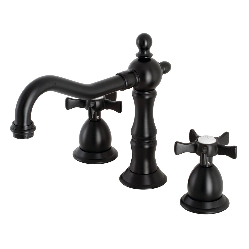 Kingston Brass Hamilton - Llave de Lavabo Widespread (3 Orificios), con Dos Manerales — Negro Mate