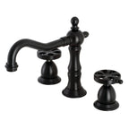 Kingston Brass Belknap - Llave de Lavabo Widespread (3 Orificios), con Dos Manerales — Negro Mate