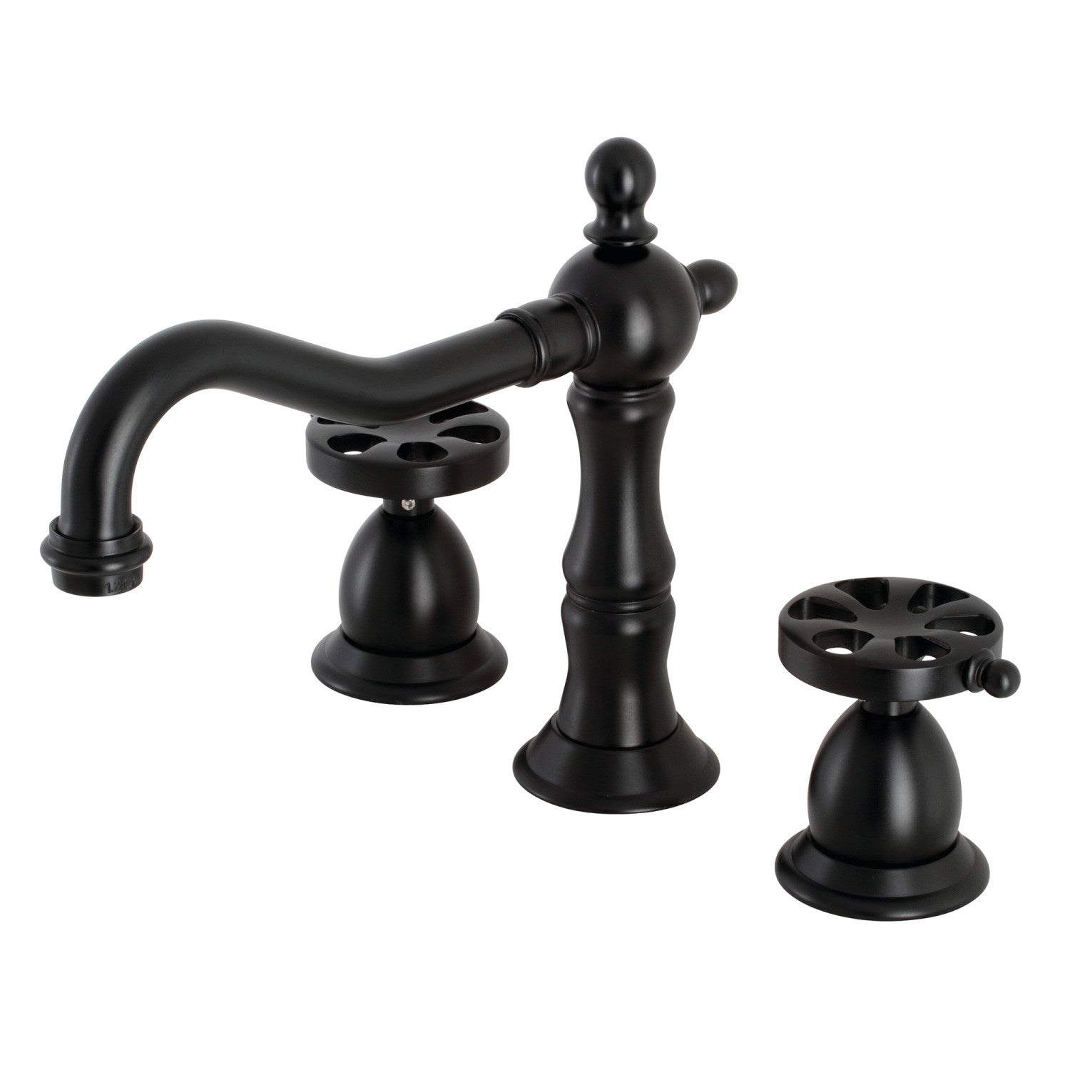 Kingston Brass Belknap - Llave de Lavabo Widespread (3 Orificios), con Dos Manerales — Negro Mate