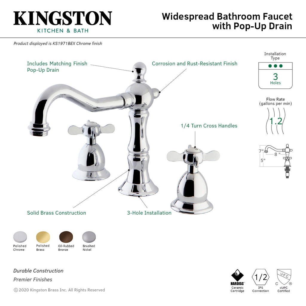 Kingston Brass Essex - Llave de Lavabo Widespread (3 Orificios), con Dos Manerales — Guía de Instalación 1