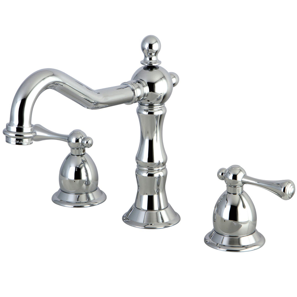 Kingston Brass Heritage - Llave de Lavabo Widespread (3 Orificios), con Dos Manerales — Cromo Pulido