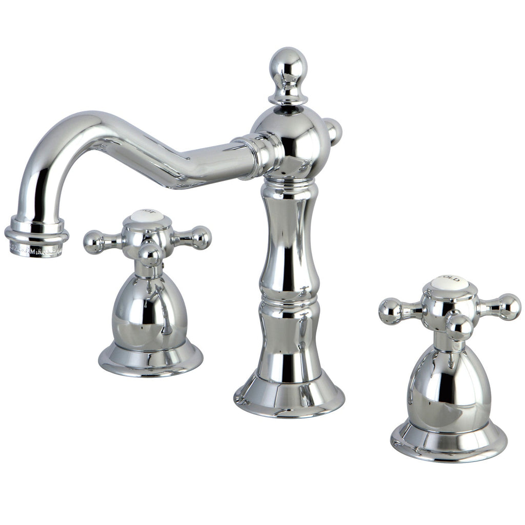 Kingston Brass Heritage - Llave de Lavabo Widespread (3 Orificios), con Dos Manerales — Cromo Pulido