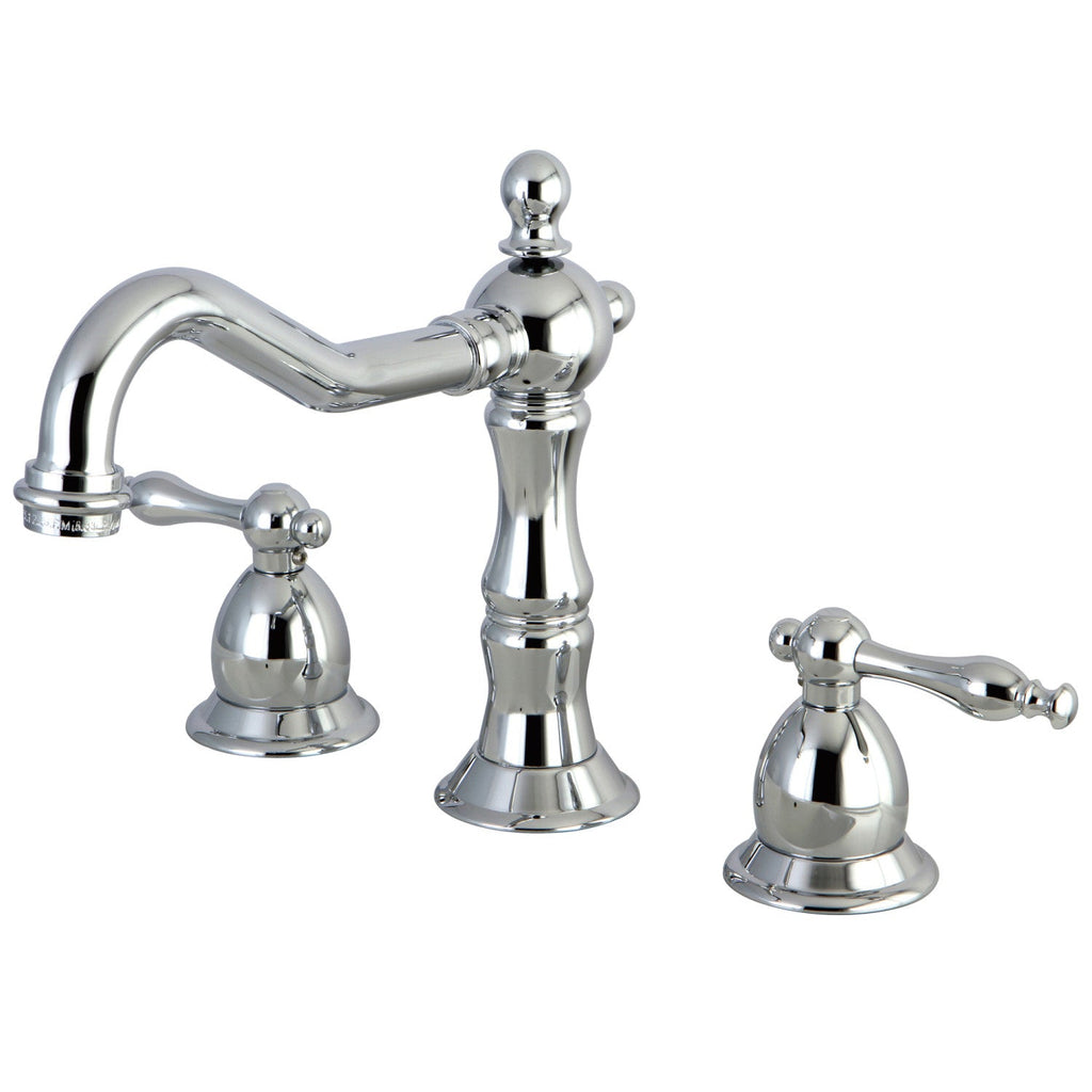 Kingston Brass Heritage - Llave de Lavabo Widespread (3 Orificios), con Dos Manerales — Cromo Pulido