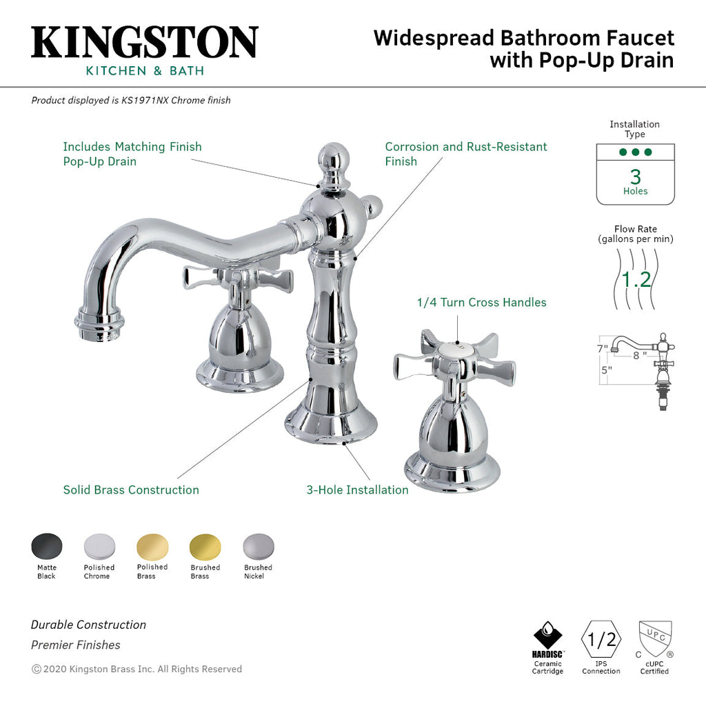 Kingston Brass Hamilton - Llave de Lavabo Widespread (3 Orificios), con Dos Manerales — Guía de Instalación 1