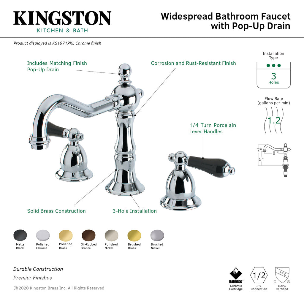 Kingston Brass Duchess - Llave de Lavabo Widespread (3 Orificios), con Dos Manerales — Guía de Instalación 1