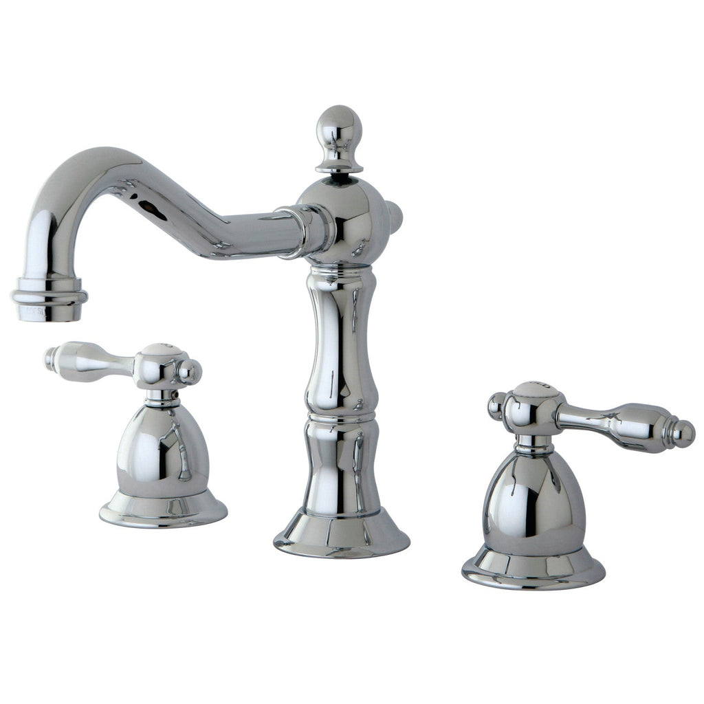 Kingston Brass Tudor - Llave de Lavabo Widespread (3 Orificios), con Dos Manerales — Cromo Pulido