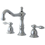 Kingston Brass Tudor - Llave de Lavabo Widespread (3 Orificios), con Dos Manerales — Cromo Pulido